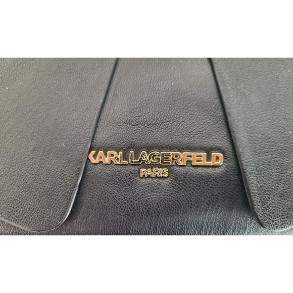 Karl Lagerfeld Black Leather‎ Crossbody Purse With Bow - Picture 4 of 11